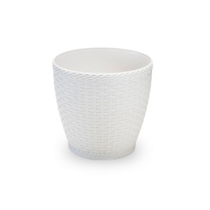 IN564-VASO RATTAN RED MÉDIO 10LTS BRANCO -INJEPLASTEC