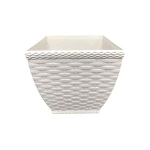IN634-VASO CACHEPOT RATTAN MINI QUADR BRANCO 2,1LTS- INJEPLASTEC