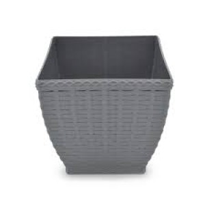 IN628-VASO CACHEPOT RATTAN M3 QUADR CINZA- INJEPLASTEC
