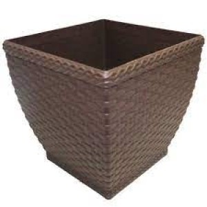 IN645-VASO CACHEPOT RATTAN M2 QUADR COFEE 850ML- INJEPLASTEC