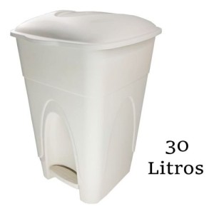 IN191-LIXEIRA 30L PEDAL BRANCA-INJEPLASTEC