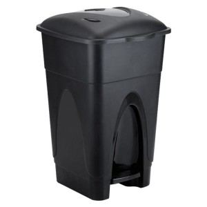 IN0161-LIXEIRA PEDAL 65L PRETA-INJEPLASTEC