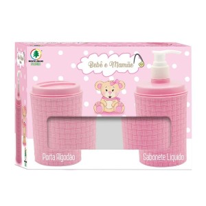 BM2061-BEBE & MAMÃE PORTA ALGODÃO E SABONETE ROSA-MONTE LIBANO