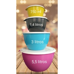 LC4SAL-KIT 4 SALADEIRAS LISA (750ML,1,4LTS, 3 LTS, 5,5LTS)- LC