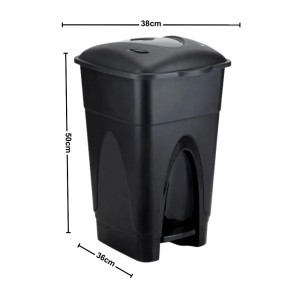 IN0108-LIXEIRA 30L PEDAL PRETO-INJEPLASTEC