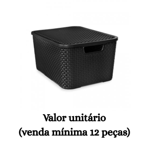 #ATACADO-VALOR UNITÁRIO P/12 PÇS-ORGANIZADOR RATTAN TPA 15LTS PRETO- ARQPLAST