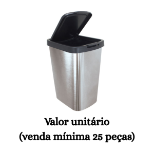 #ATACADO-VALOR UNITÁRIO P/25 PÇS-LIX 9LTS CLICK LABEL INOX(TPA)- ARQPLAST