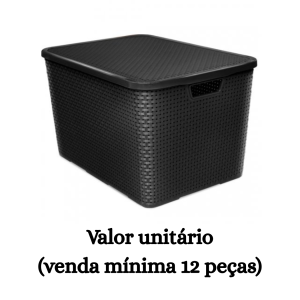 #ATACADO-VALOR UNITÁRIO P/12 PÇS-ORGANIZADOR RATTAN TPA 40LTS PRETO- ARQPLAST