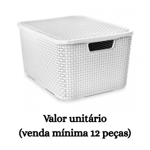 #ATACADO-VALOR UNITÁRIO P/12 PÇS-ORGANIZADOR RATTAN 20LTS BRANCO- ARQPLAST