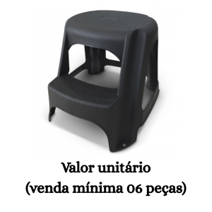 #ATACADO-VALOR UNITÁRIO P/6 PÇS-BANQUETA STEP MUL 2 DEGRAUS PRETA - ARQPLAST