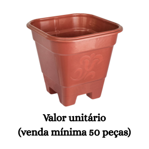 #ATACADO-VALOR UNITÁRIO P/50 PÇS-VASO QUADR M TERRA COTA- ARQPLAST