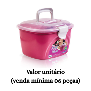 #ATACADO-VALOR UNITÁRIO P/06 PÇS-MALETA LADY BOX ROSA 3204- ARQPLAST