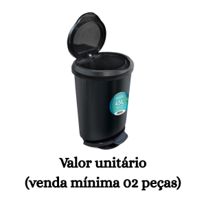 #ATACADO-VALOR UNITÁRIO P/2 PÇS-LIX PEDAL BORDA TRAVA 45LTS PRETA- ARQPLAST
