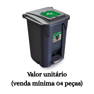 #ATACADO-VALOR UNITÁRIO P/4 PÇS-LIX PEDAL 60LTS PRETA C/RODA TP CLICK(TPA)- ARQPLAST
