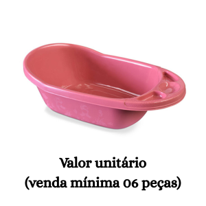 #ATACADO-VALOR UNITÁRIO P/6 PÇS-BANHEIRA INF DEC 30LTS ROSA- ARQPLAST