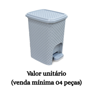#ATACADO-VALOR UNITÁRIO P/4 PÇS-LIXEIRA RATTAN PEDAL CINZA 7 LTS MONT - ARQPLAST