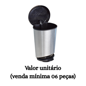 #ATACADO-VALOR UNITÁRIO P/6 PÇS-LIXEIRA PEDAL LABEL INOX 10LTS- ARQPLAST