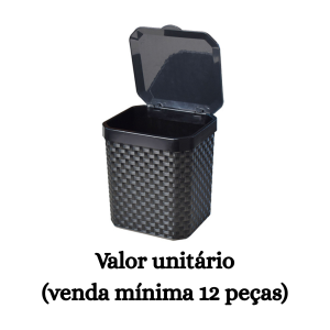 #ATACADO-VALOR UNITÁRIO P/12 PÇS-LIXEIRA PIA RATTAN C/ TP PRETA 5LTS- ARQPLAST