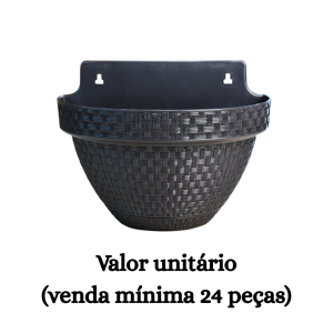 #ATACADO-VALOR UNITÁRIO P/24 PÇS-VASO DE PAREDE MEIA LUA RATTAN PR 3 LTS- ARQPLAST