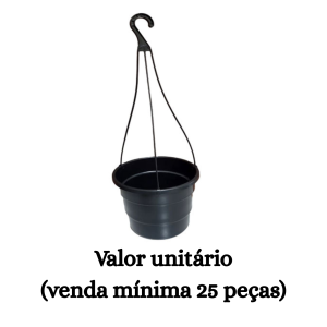 #ATACADO-VALOR UNITÁRIO P/25 PÇS-VASO REDONDO C/ HASTE PRETO-CVL