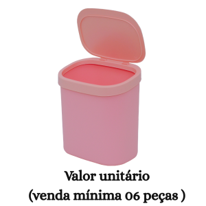 #ATACADO-VALOR UNITÁRIO P/6 PÇS-LIXEIRA CLEAN 3,5 ROSA-CVL