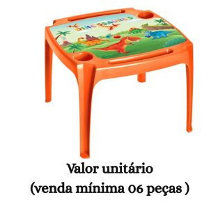 #ATACADO-VALOR UNITÁRIO P/6 PÇS-MESINHA INFANTIL LARANJA DINOSSAURO- ARQPLAST